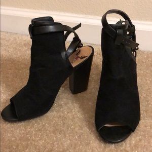 All Black Peep Toe Booties